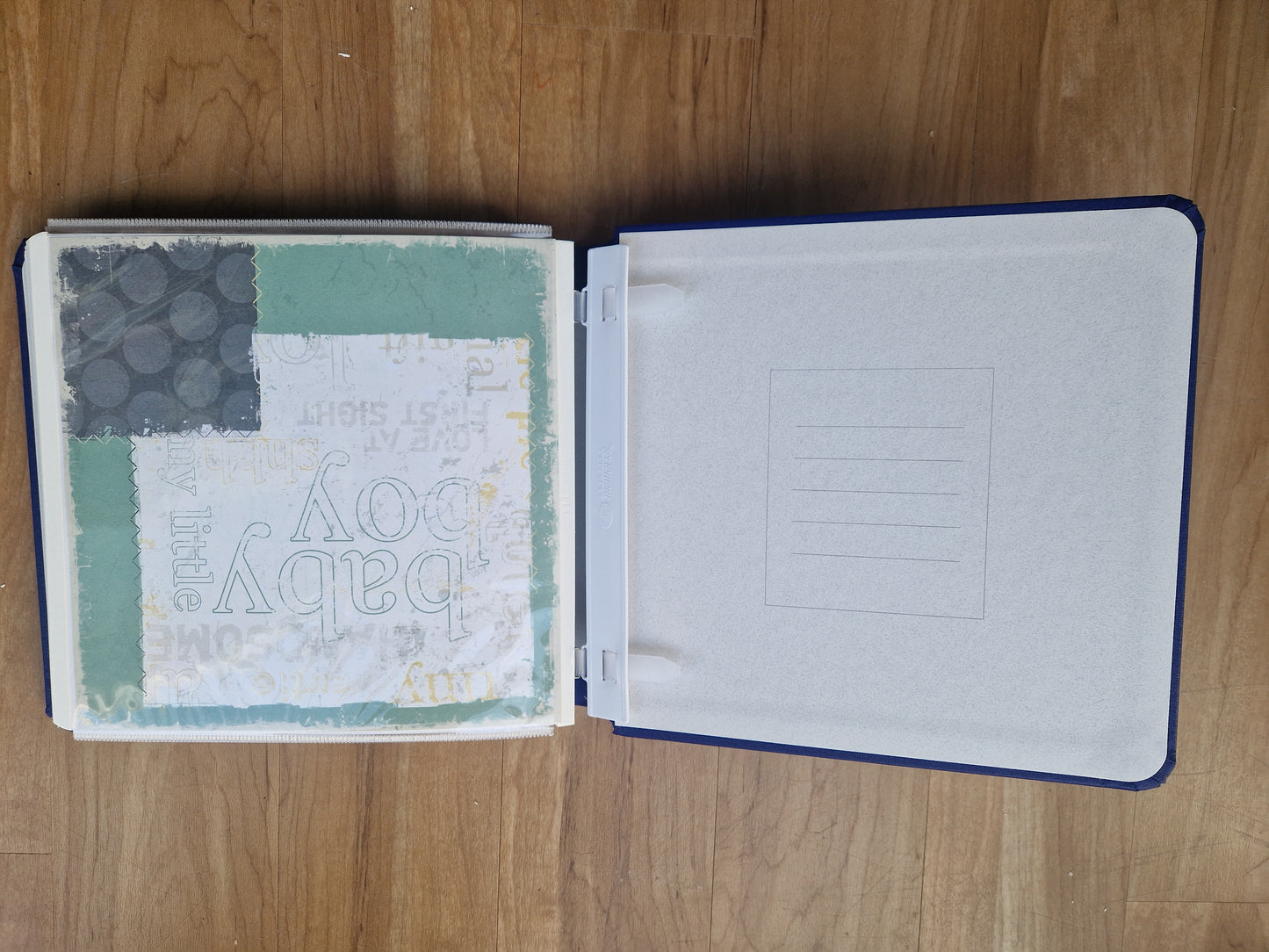 CM 8x8 Book cloth Album Cobalt with 2 sets pages, protectors and baby boy kit - Memories and Photos