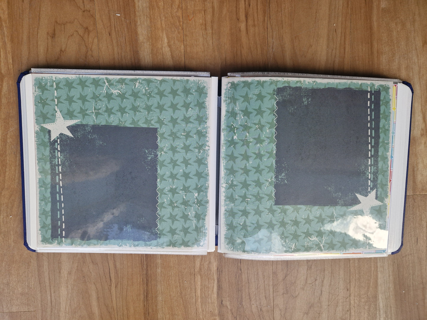 CM 8x8 Book cloth Album Cobalt with 2 sets pages, protectors and baby boy kit - Memories and Photos