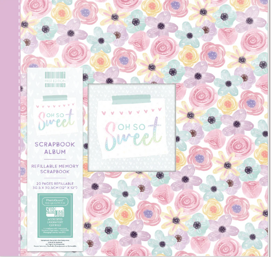 Scrapbook Album 12"x12". Snapload style. Oh so sweet Floral - Memories and Photos