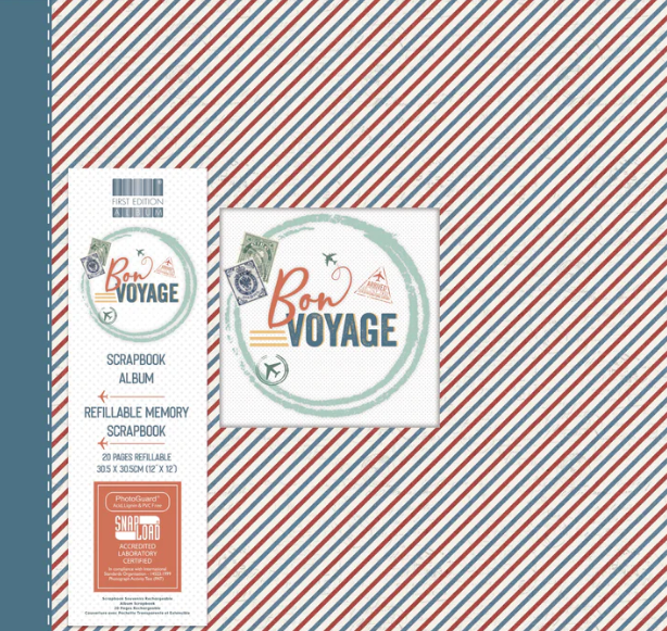 Scrapbook Album 12"x12". Snapload style. Stripes - Memories and Photos