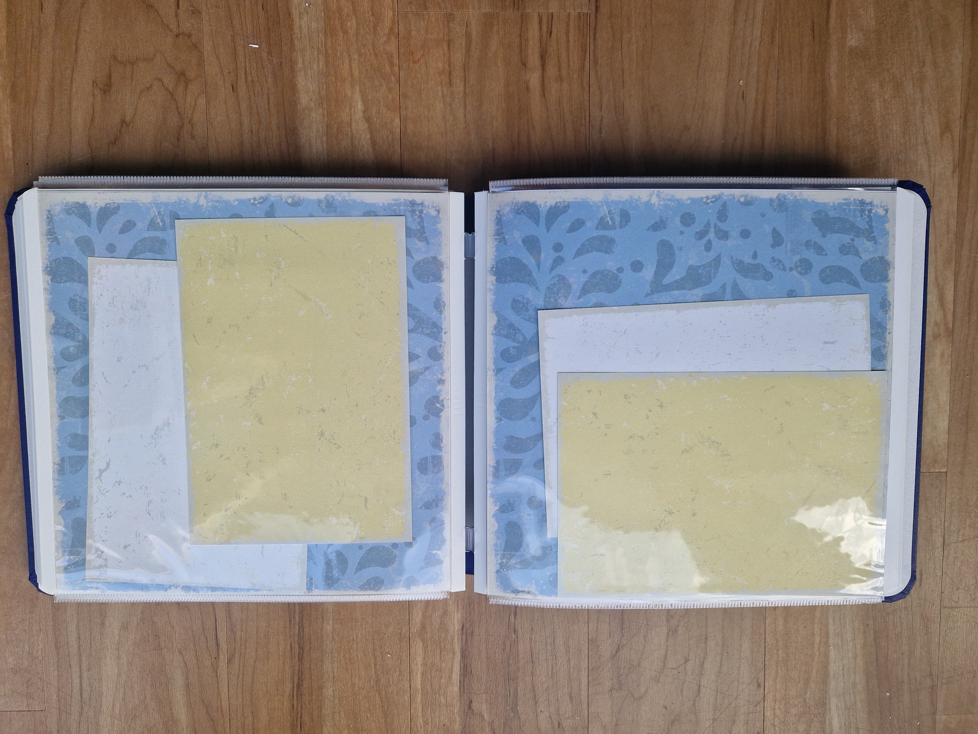 CM 8x8 Book cloth Album Cobalt with 2 sets pages, protectors and baby boy kit - Memories and Photos