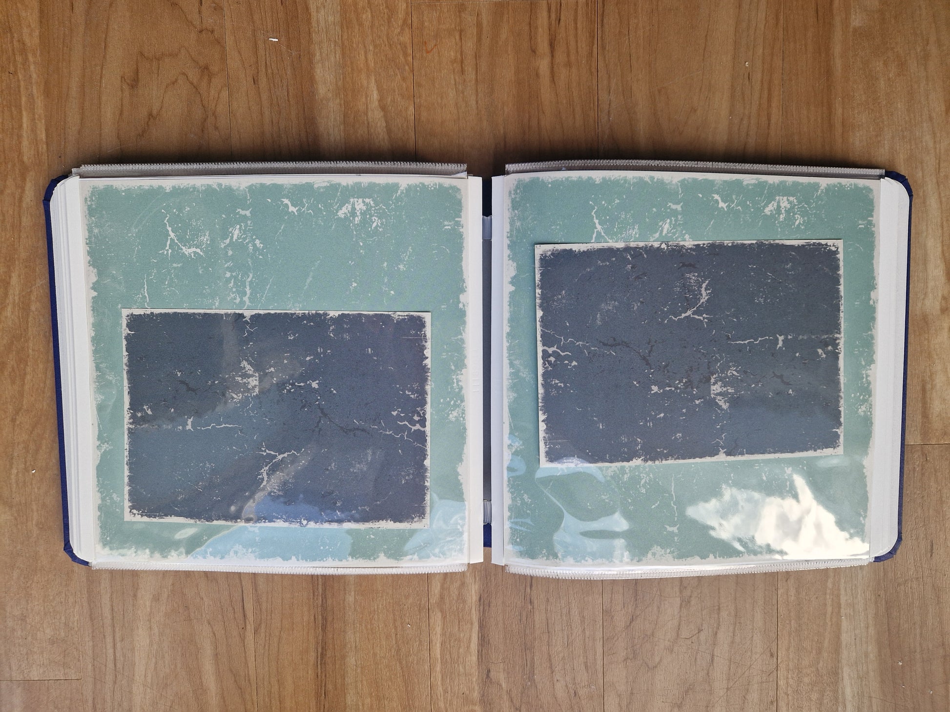 CM 8x8 Book cloth Album Cobalt with 2 sets pages, protectors and baby boy kit - Memories and Photos