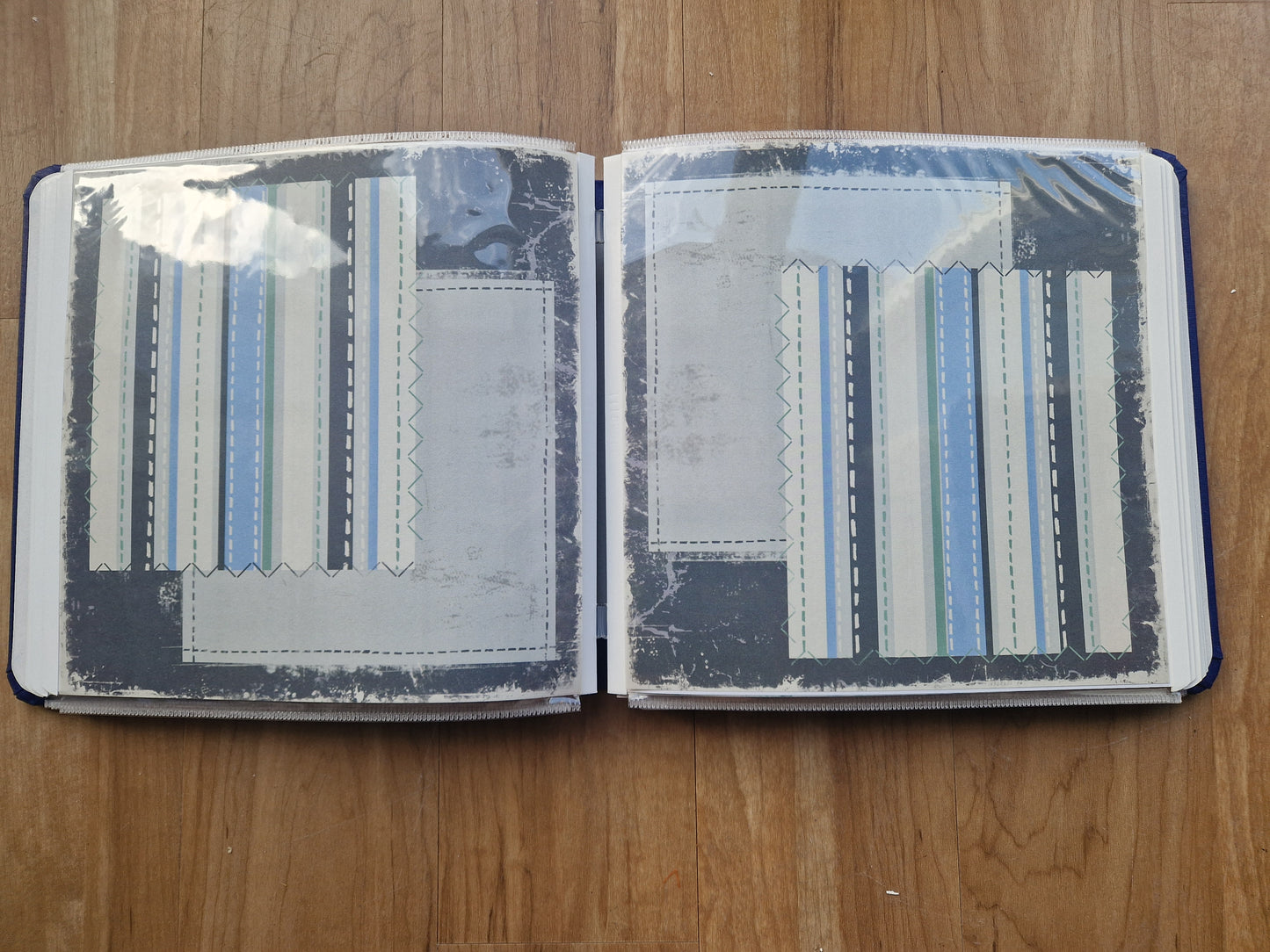 CM 8x8 Book cloth Album Cobalt with 2 sets pages, protectors and baby boy kit - Memories and Photos