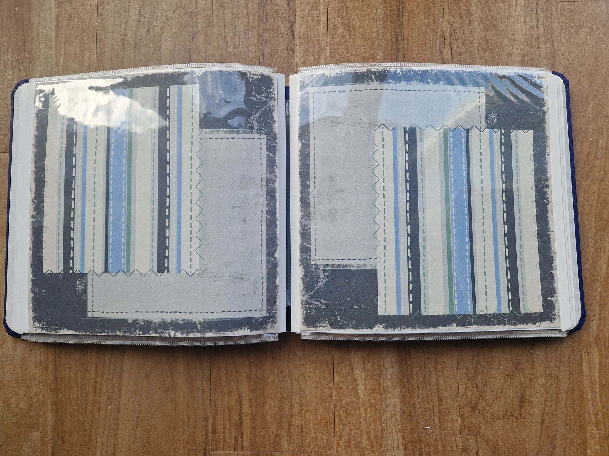 CM 8x8 Book cloth Album Cobalt with 2 sets pages, protectors and baby boy kit - Memories and Photos