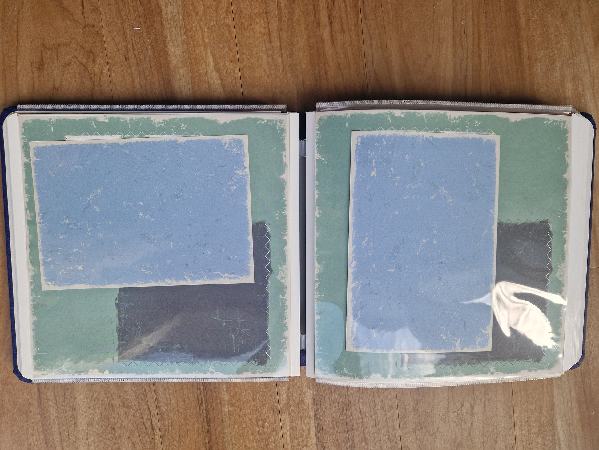 CM 8x8 Book cloth Album Cobalt with 2 sets pages, protectors and baby boy kit - Memories and Photos